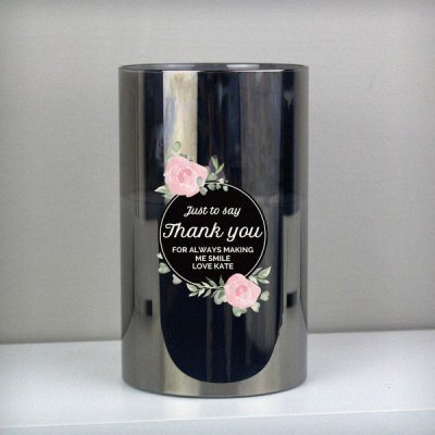 (image for) Personalised Floral Smoked Glass LED Candle