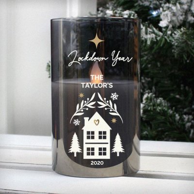 (image for) Personalised Christmas Smoked Glass LED Candle