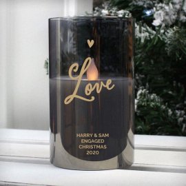 (image for) Personalised Love Smoked Glass LED Candle