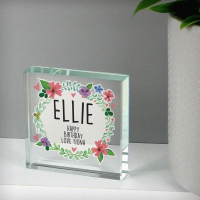 (image for) Personalised Floral Large Crystal Token