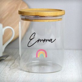 (image for) Personalised Rainbow Glass Jar with Bamboo Lid