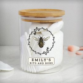 (image for) Personalised Bee Glass Jar with Bamboo Lid