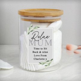 (image for) Personalised Botanical Glass Jar with Bamboo Lid