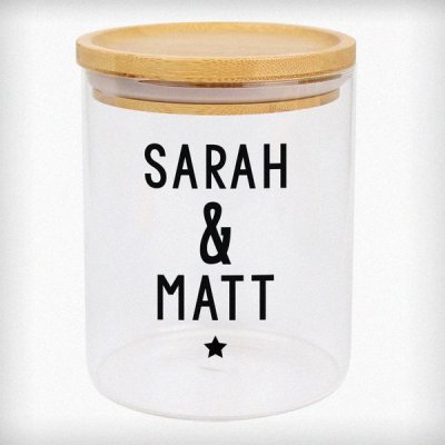 (image for) Personalised Free Text Glass Jar with Bamboo Lid