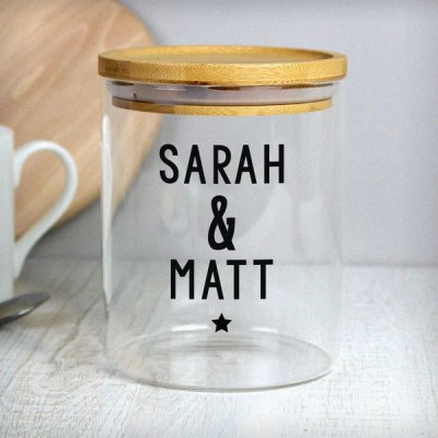 (image for) Personalised Free Text Glass Jar with Bamboo Lid