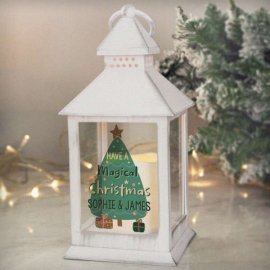 (image for) Personalised Have A Magical Christmas White Lantern