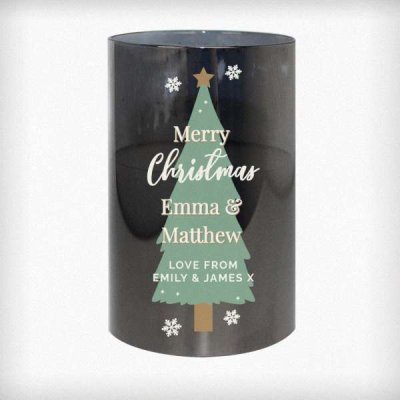 (image for) Personalised Christmas Tree Smoked Glass LED Candle