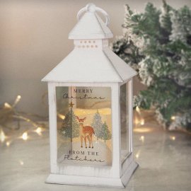 (image for) Personalised Christmas Deer White LED Lantern