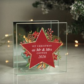 (image for) Personalised Christmas Glass Tea Light Candle Holder