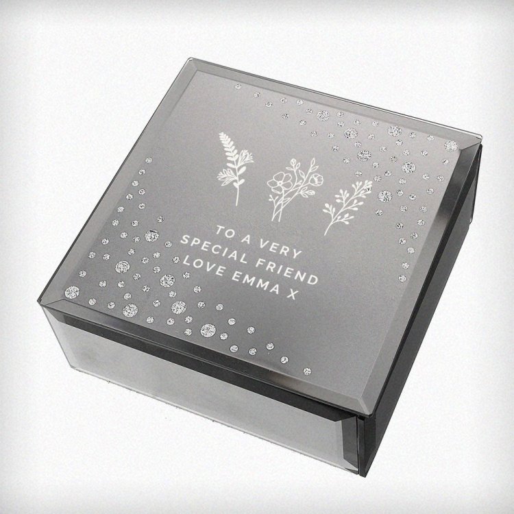Modal Additional Images for Personalised Floral Diamante Mirrored Trinket Box