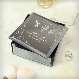 (image for) Personalised Floral Diamante Mirrored Trinket Box