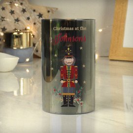 (image for) Personalised Christmas Nutcracker Smoked LED Candle