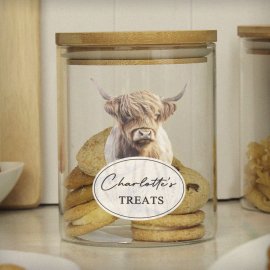 (image for) Personalised Highland Cow Glass Storage Jar