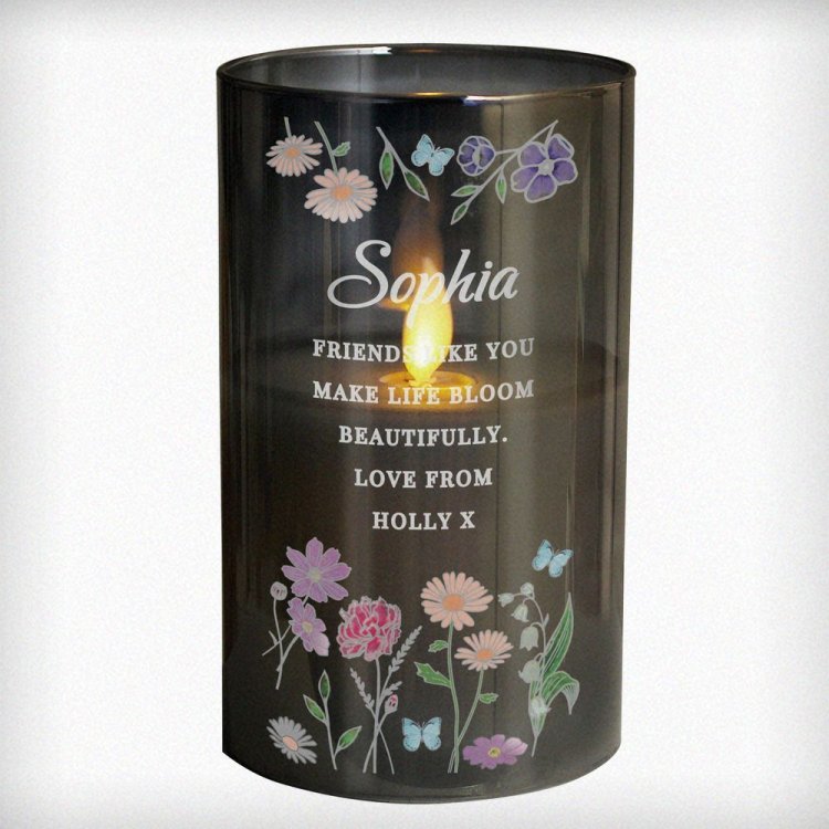 Modal Additional Images for Personalised Wild Flowers Smoked Glass LED Candle