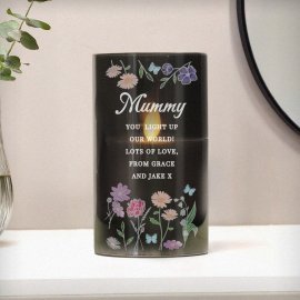 (image for) Personalised Wild Flowers Smoked Glass LED Candle