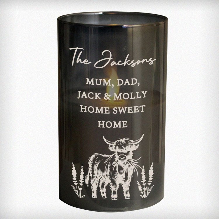 Modal Additional Images for Personalised Highland Cow Glass LED Candle