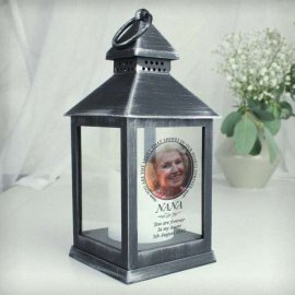 (image for) Personalised Light In Our Hearts Photo Upload Black Lantern
