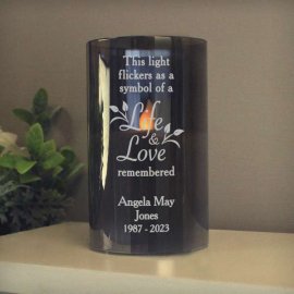 (image for) Personalised Life & Love Memorial Smoked LED Candle