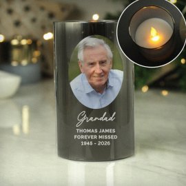 (image for) Personalised Photo Upload Smoked Glass LED Candle