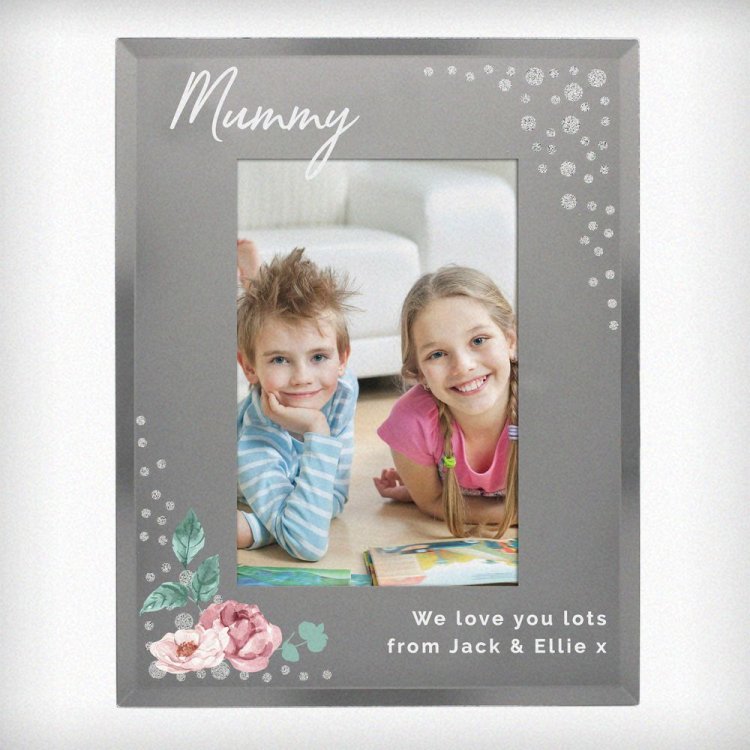 Modal Additional Images for Personalised Floral 6x4 Diamante Glass Photo Frame