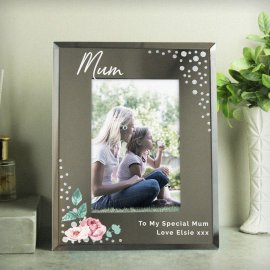 (image for) Personalised Floral 6x4 Diamante Glass Photo Frame