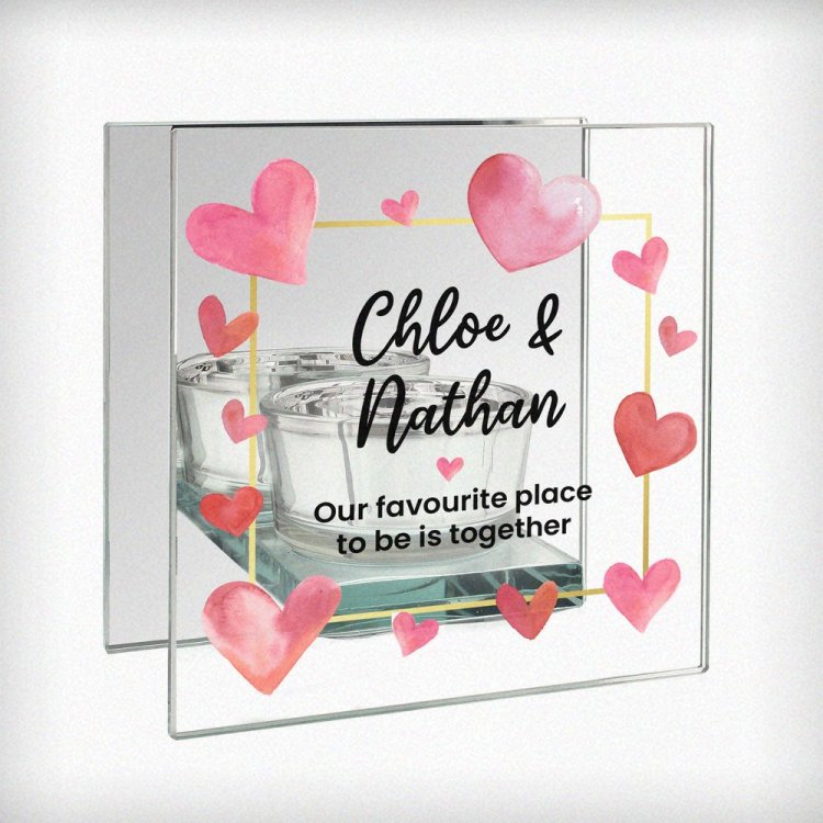 Modal Additional Images for Personalised Hearts Mirrored Glass Tealight Holder