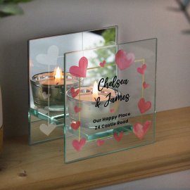 (image for) Personalised Hearts Mirrored Glass Tealight Holder