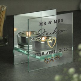 (image for) Personalised Wedding Mirrored Tealight Holder