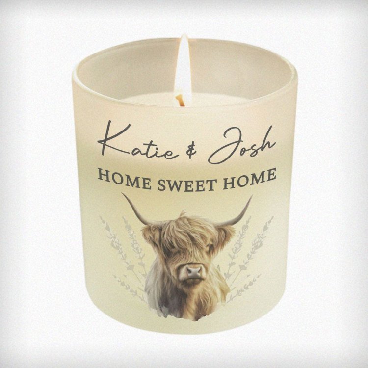 Modal Additional Images for Personalised Highland Cow Frosted Glass Candle