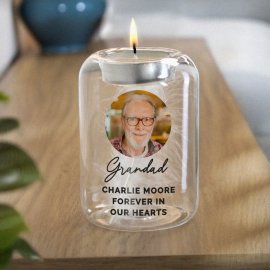 (image for) Personalised Photo Upload Memorial Feather Tealight Holder
