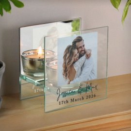 (image for) Personalised Photo Upload Mirrored Glass Tealight Holder