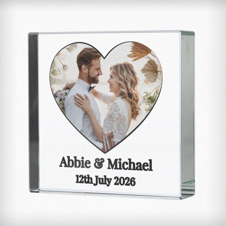 Modal Additional Images for Personalised Heart Photo Upload Small Glass Ornament