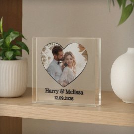 (image for) Personalised Heart Photo Upload Small Glass Ornament