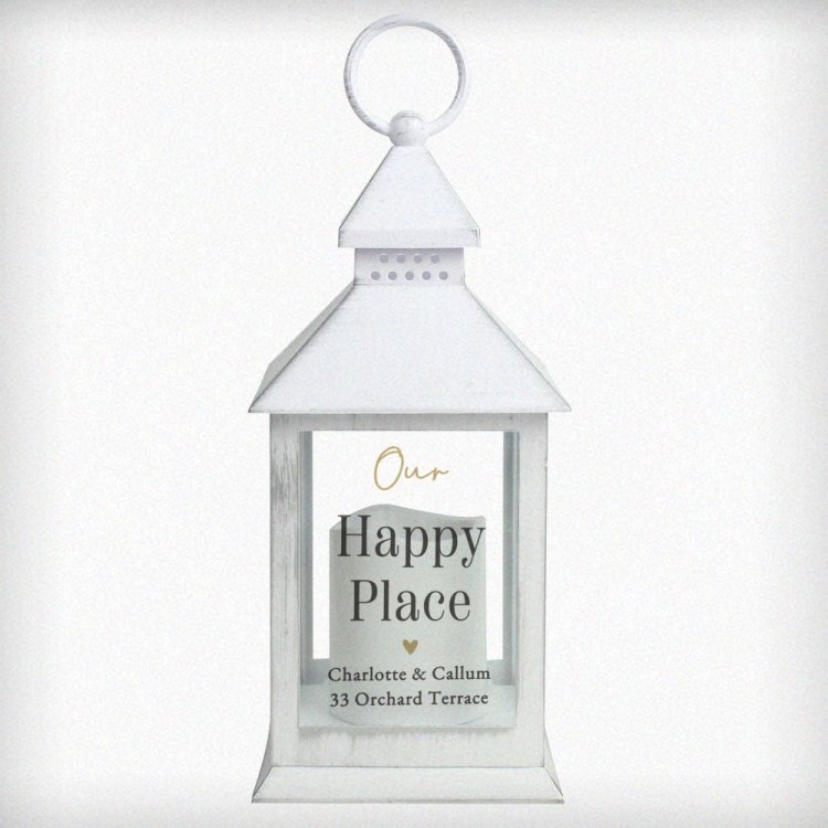 Modal Additional Images for Personalised Black & Gold Free Text White Lantern
