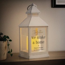 (image for) Personalised Black & Gold Free Text White Lantern