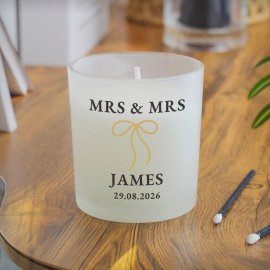 (image for) Personalised Black & Gold Bow Frosted Candle
