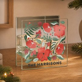 (image for) Personalised Poinsettia Glass Tealight Holder