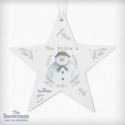 (image for) Personalised The Snowman Winter Garden Wooden Star Decoration