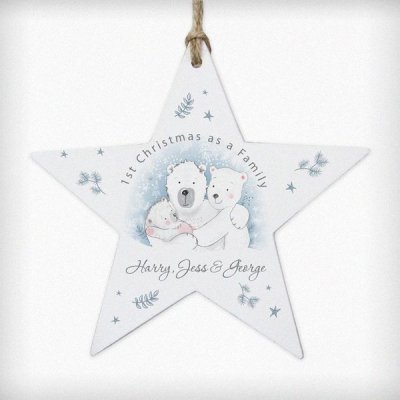 (image for) Personalised 1st Christmas as a Family Wooden Star Decoration