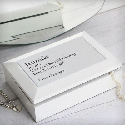 (image for) Personalised Definition White Wooden Jewellery Box