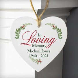 (image for) Personalised In Loving Memory Wooden Heart Decoration