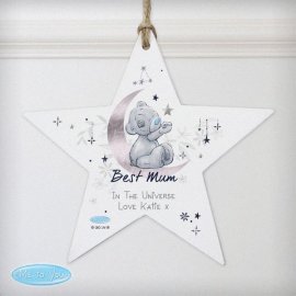 (image for) Personalised Moon & Stars Me To You Wooden Star Decoration