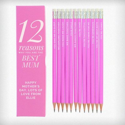 (image for) Personalised 12 Reasons Box and 12 Pink HB Pencils