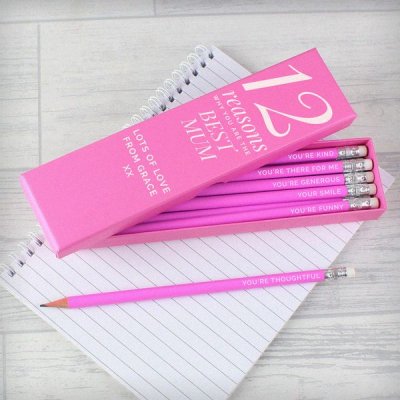 (image for) Personalised 12 Reasons Box and 12 Pink HB Pencils