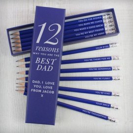 (image for) Personalised 12 Reasons Box and 12 Blue HB Pencils