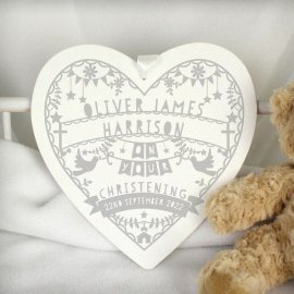 (image for) Personalised Grey Papercut Style Large Wooden Heart