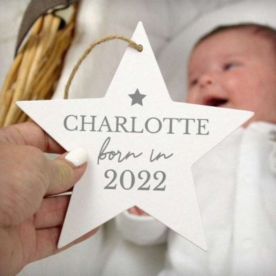 (image for) Personalised Born In Wooden Star Decoration