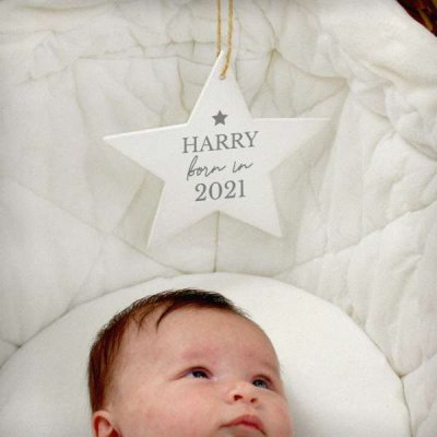 (image for) Personalised Born In Wooden Star Decoration