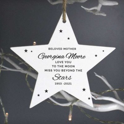 (image for) Personalised Miss You Beyond The Stars Wooden Star Decoration