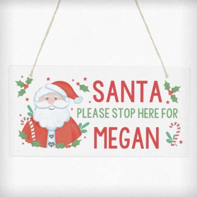 (image for) Personalised Santa Stop Here Wooden Sign